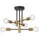 Sean 6 Light 16.25 inch Black and Antique Brushed Brass Semi Flush Ceiling Light