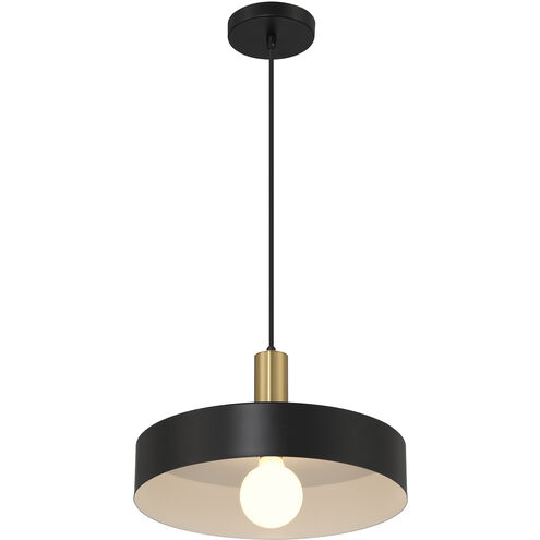 Slate LED 13.75 inch Black and Antique Brushed Brass Pendant Ceiling Light