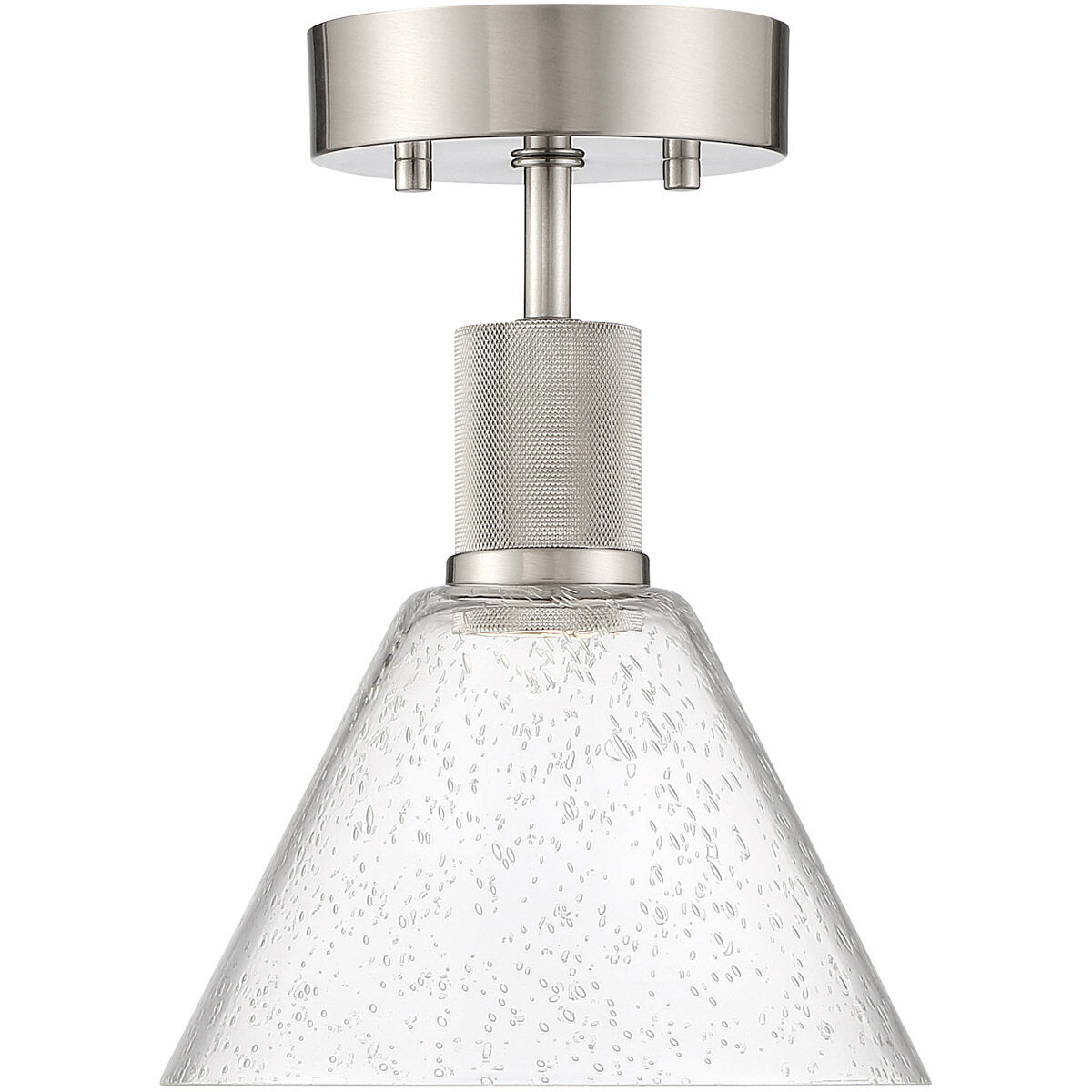 Port Nine LED 8 inch Brushed Steel Semi-Flush Ceiling Light in Seeded