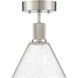 Port Nine LED 8 inch Brushed Steel Semi-Flush Ceiling Light in Seeded