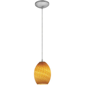 Brandy FireBird LED 6 inch Brushed Steel Pendant Ceiling Light in Amber Firebird