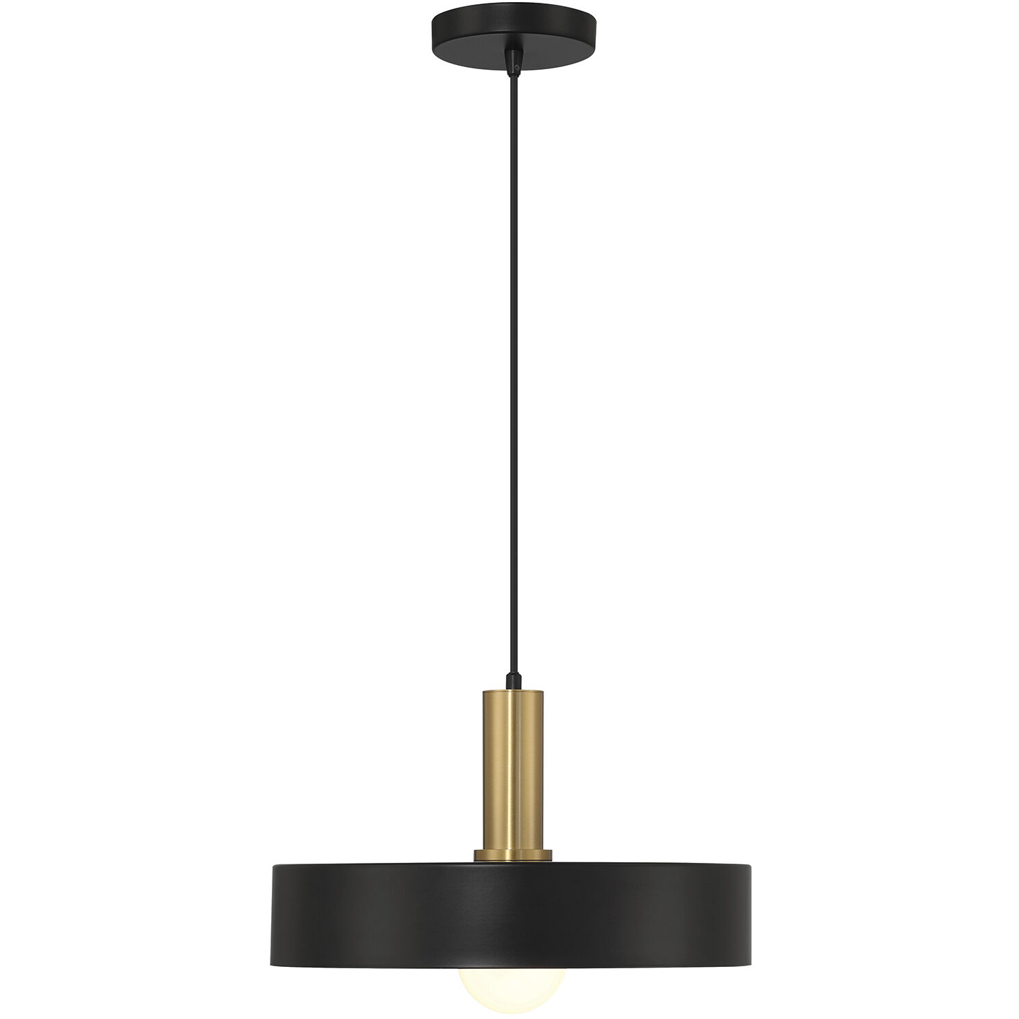 Slate LED 13.75 inch Black and Antique Brushed Brass Pendant Ceiling Light