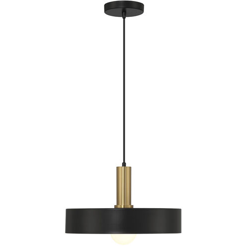 Slate LED 13.75 inch Black and Antique Brushed Brass Pendant Ceiling Light