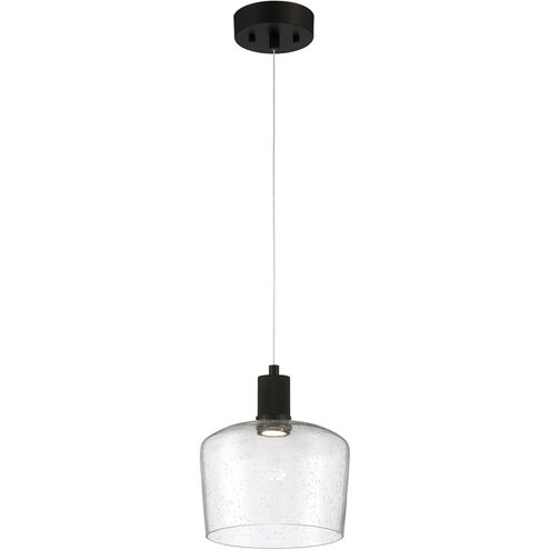 Port Nine LED 9 inch Matte Black Pendant Ceiling Light in Seeded