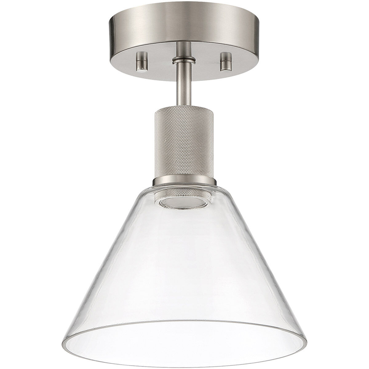 Port Nine LED 8 inch Brushed Steel Semi-Flush Ceiling Light in Clear