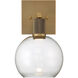 Port Nine LED 8 inch Antique Brushed Brass Wall Sconce Wall Light in Clear