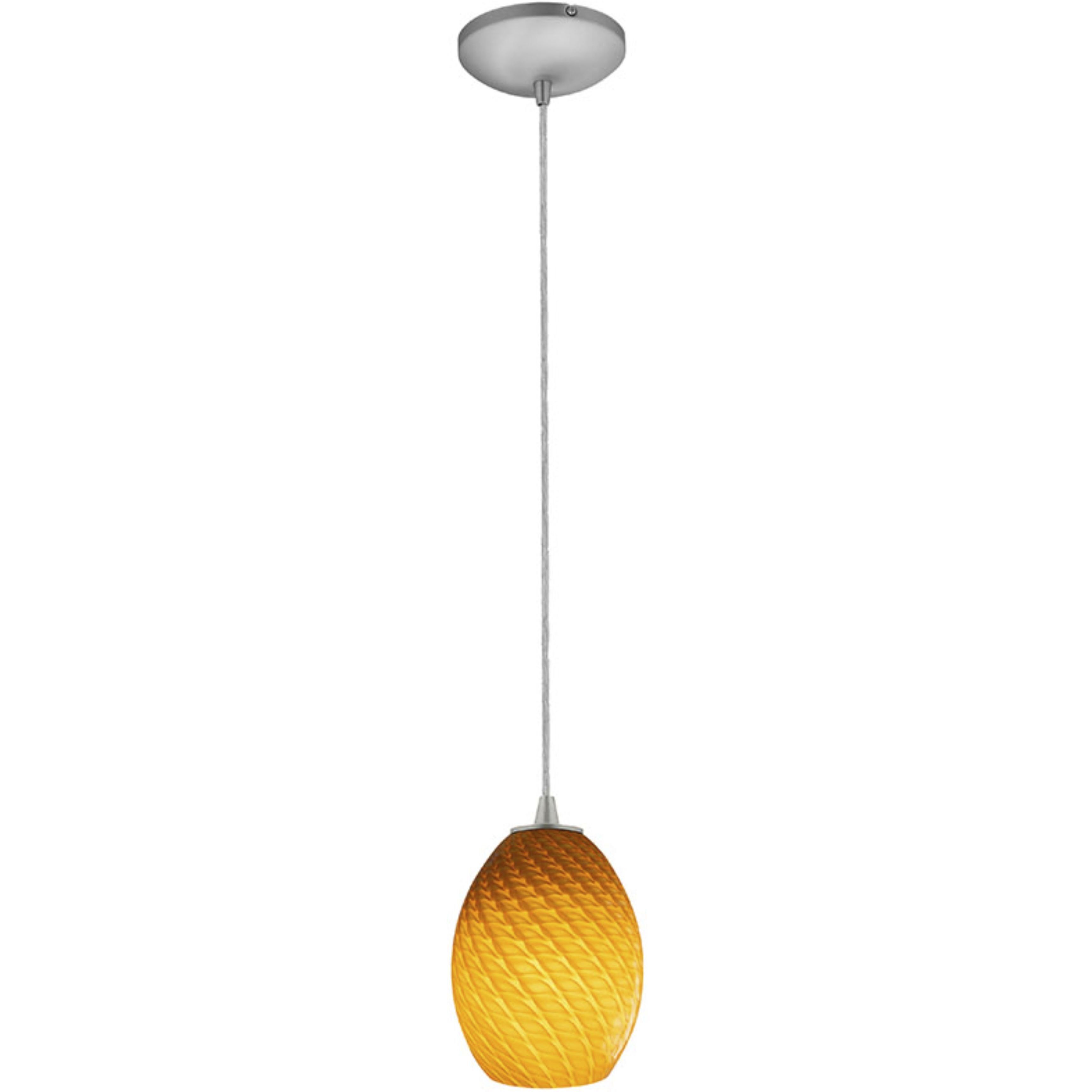 Brandy FireBird LED 6 inch Brushed Steel Pendant Ceiling Light in Amber Firebird