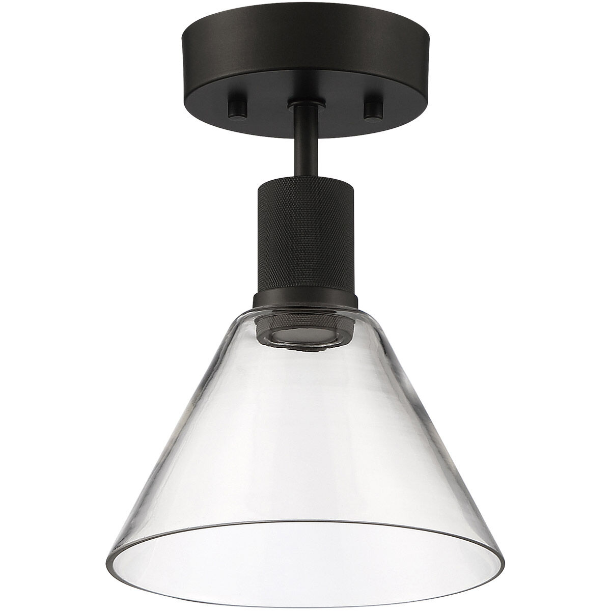 Port Nine LED 8 inch Matte Black Semi-Flush Ceiling Light in Clear