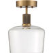 Port Nine LED 9 inch Antique Brushed Brass Semi-Flush Ceiling Light in Clear