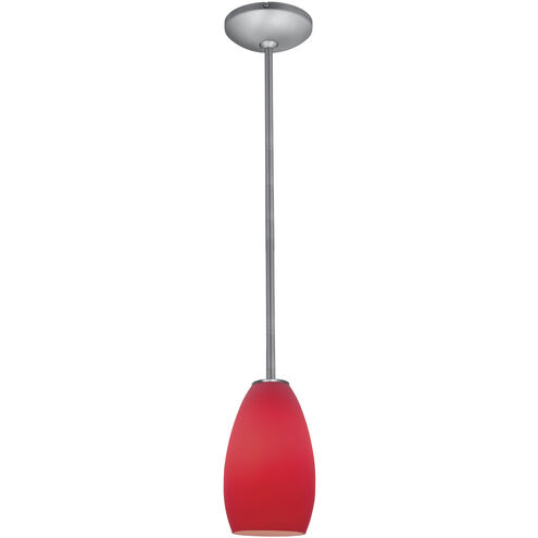 Champagne 1 Light 5 inch Brushed Steel Pendant Ceiling Light in Red, Rod