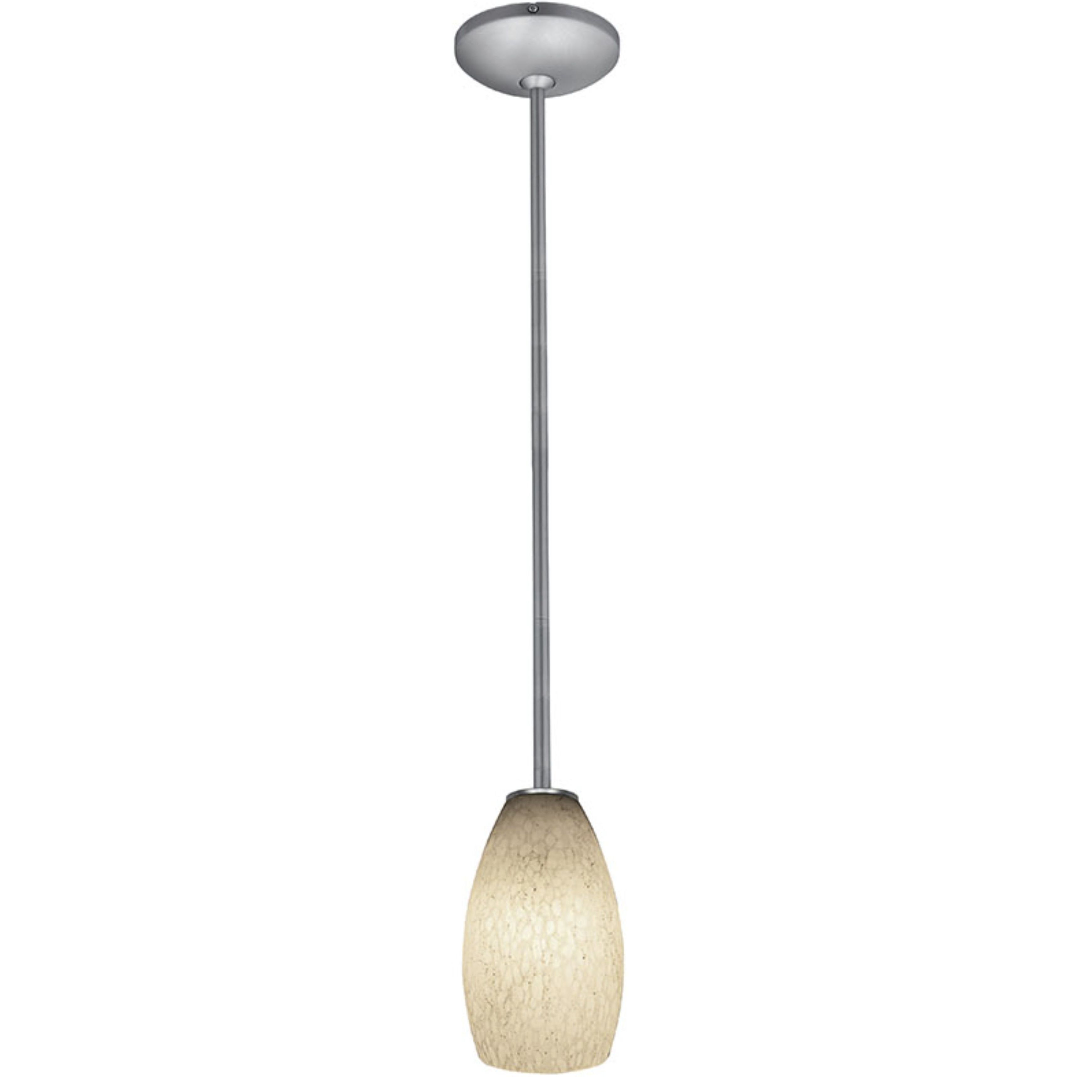 Champagne LED 5 inch Brushed Steel Pendant Ceiling Light in White Stone