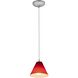 Martini LED 7 inch Brushed Steel Pendant Ceiling Light in Red