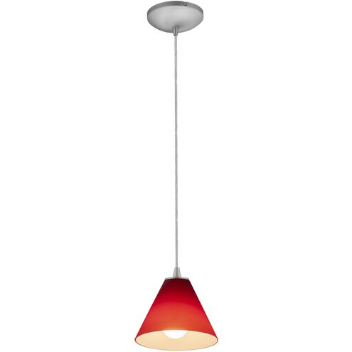 Martini LED 7 inch Brushed Steel Pendant Ceiling Light in Red