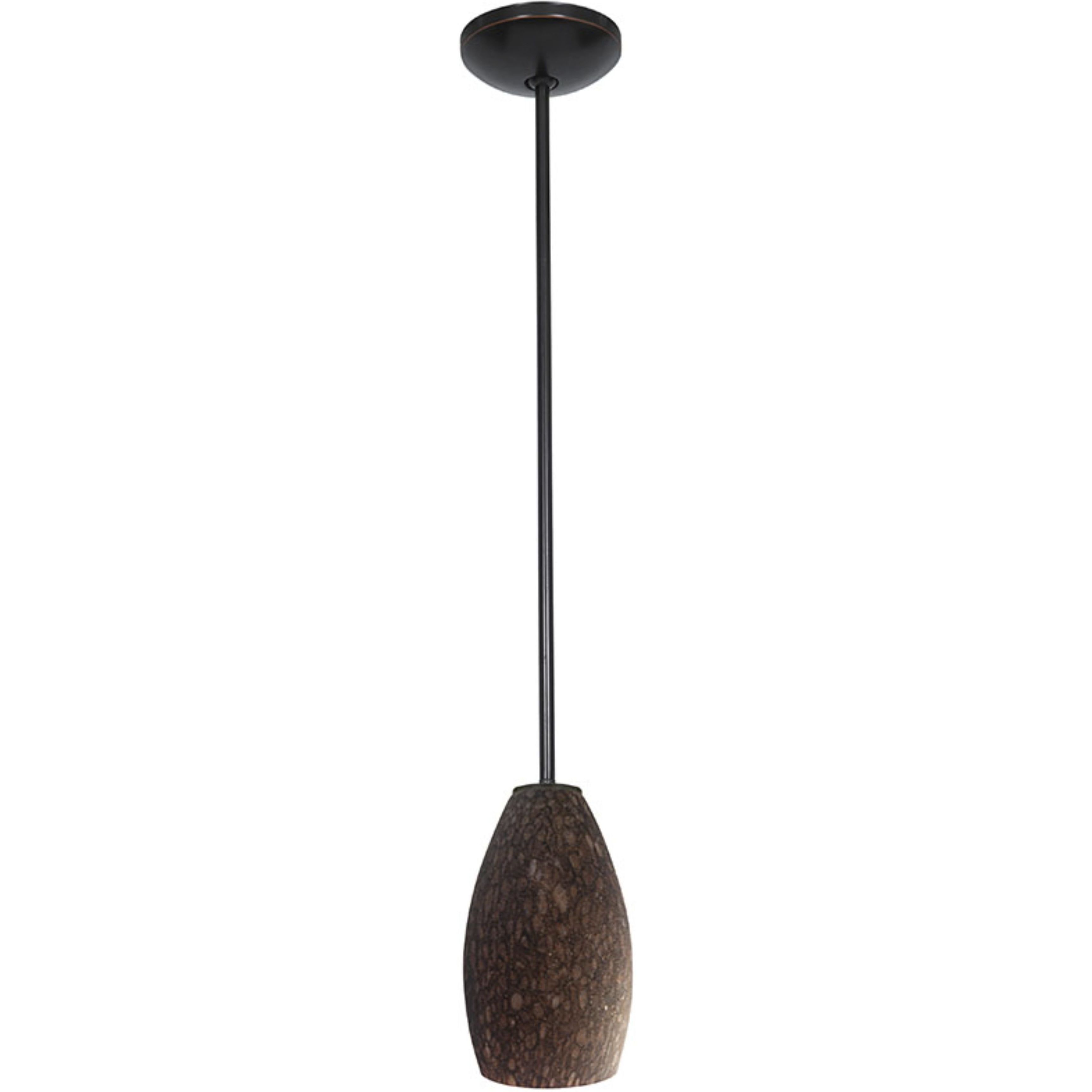 Champagne LED 5 inch Oil Rubbed Bronze Pendant Ceiling Light in Brown Stone