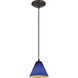 Martini LED 7 inch Oil Rubbed Bronze Pendant Ceiling Light in Cobalt