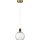 Port Nine LED 7.5 inch Antique Brushed Brass Pendant Ceiling Light in Clear