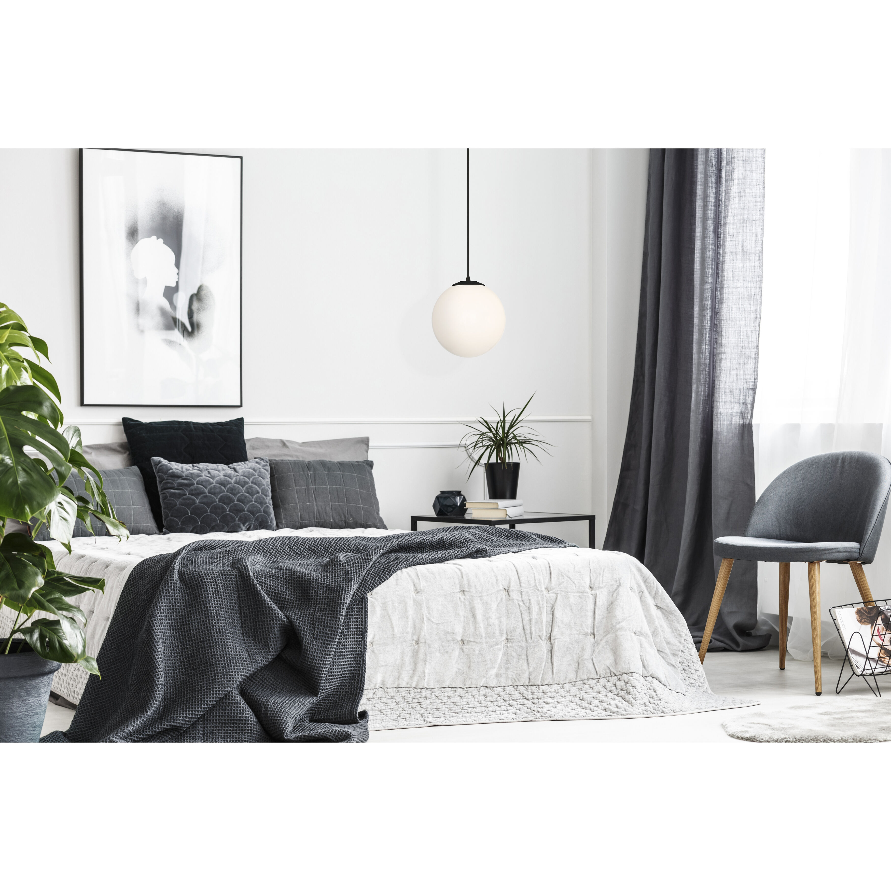 Pearl 15.75 inch Matte Black Pendant Ceiling Light