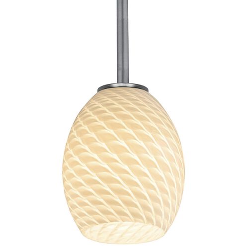 Brandy FireBird LED 6 inch Brushed Steel Pendant Ceiling Light in White Firebird