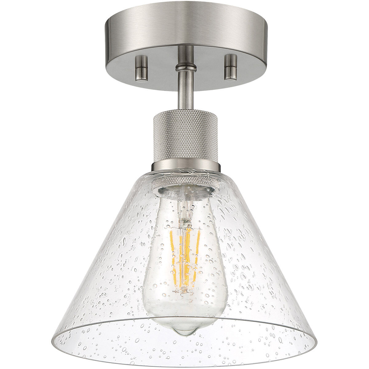 Port Nine LED 8 inch Brushed Steel Semi-Flush Ceiling Light