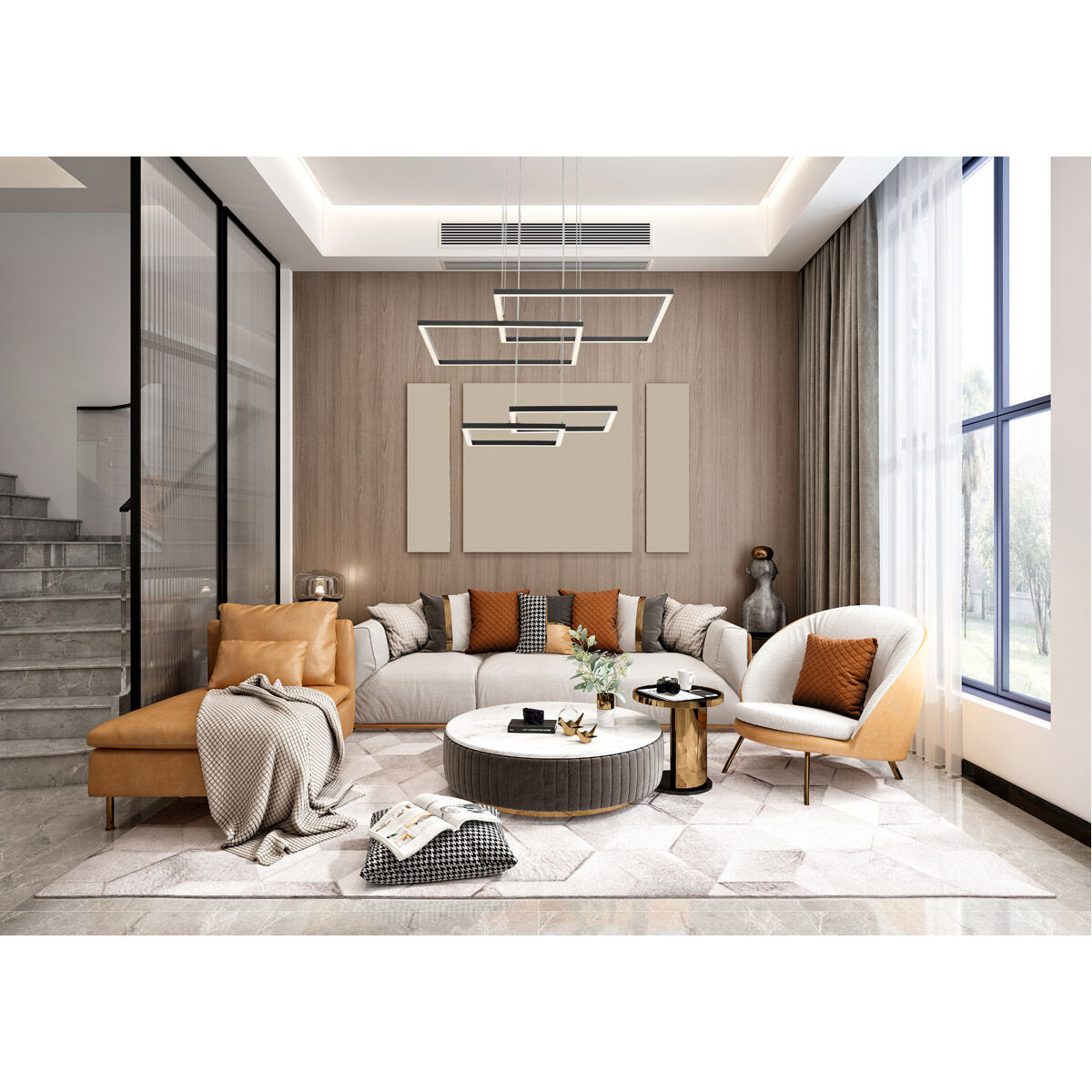 Squared LED 30.5 inch White Pendant Ceiling Light