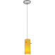 Cylinder LED 4 inch Brushed Steel Pendant Ceiling Light in Amber