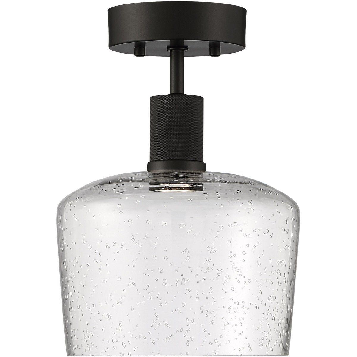 Port Nine LED 9 inch Matte Black Semi-Flush Ceiling Light in Seeded