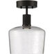 Port Nine LED 9 inch Matte Black Semi-Flush Ceiling Light in Seeded