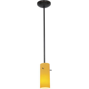 Cylinder LED 4 inch Oil Rubbed Bronze Pendant Ceiling Light in Amber