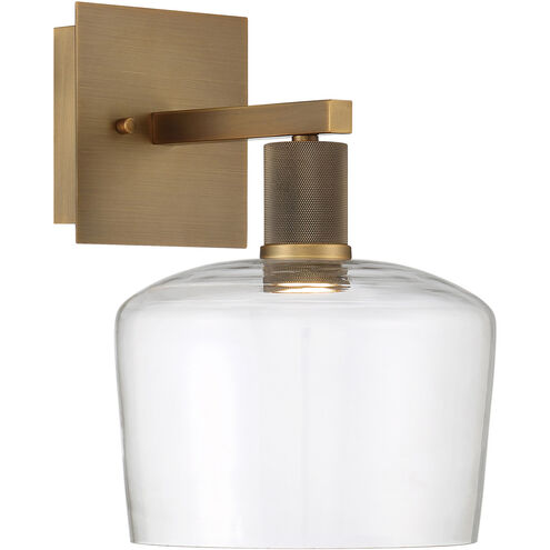 Port Nine Wall Sconce Wall Light in Clear, Antique Brushed Brass