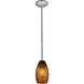 Champagne LED 5 inch Brushed Steel Pendant Ceiling Light in Brown Stone