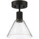 Port Nine LED 8 inch Matte Black Semi-Flush Ceiling Light in Seeded
