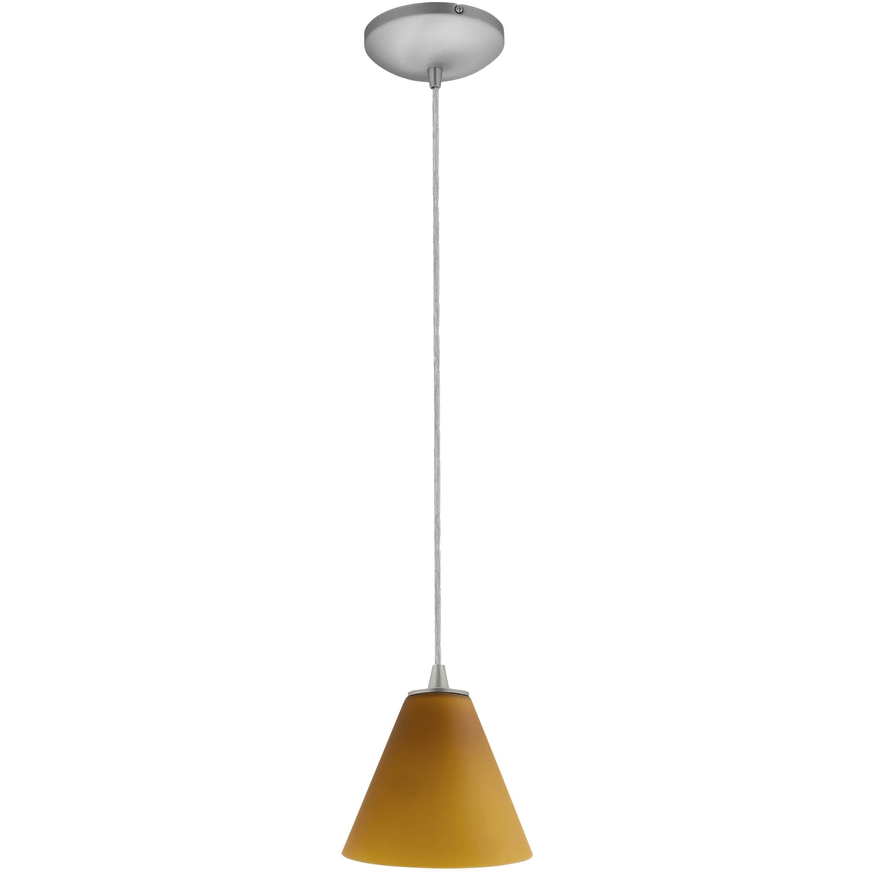 Martini LED 7 inch Brushed Steel Pendant Ceiling Light in Amber
