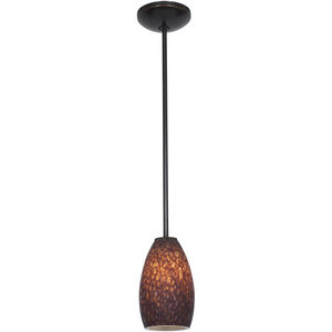 Champagne 1 Light 5 inch Oil Rubbed Bronze Pendant Ceiling Light in Brown Stone, Rod