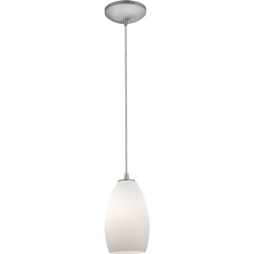 Champagne 1 Light 5 inch Brushed Steel Pendant Ceiling Light in Opal