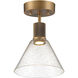 Port Nine LED 8 inch Antique Brushed Brass Semi-Flush Ceiling Light in Seeded