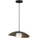 Yates LED 14 inch Black and Antique Brushed Brass and Opal Pendant Ceiling Light