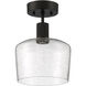 Port Nine LED 9 inch Matte Black Semi-Flush Ceiling Light in Seeded