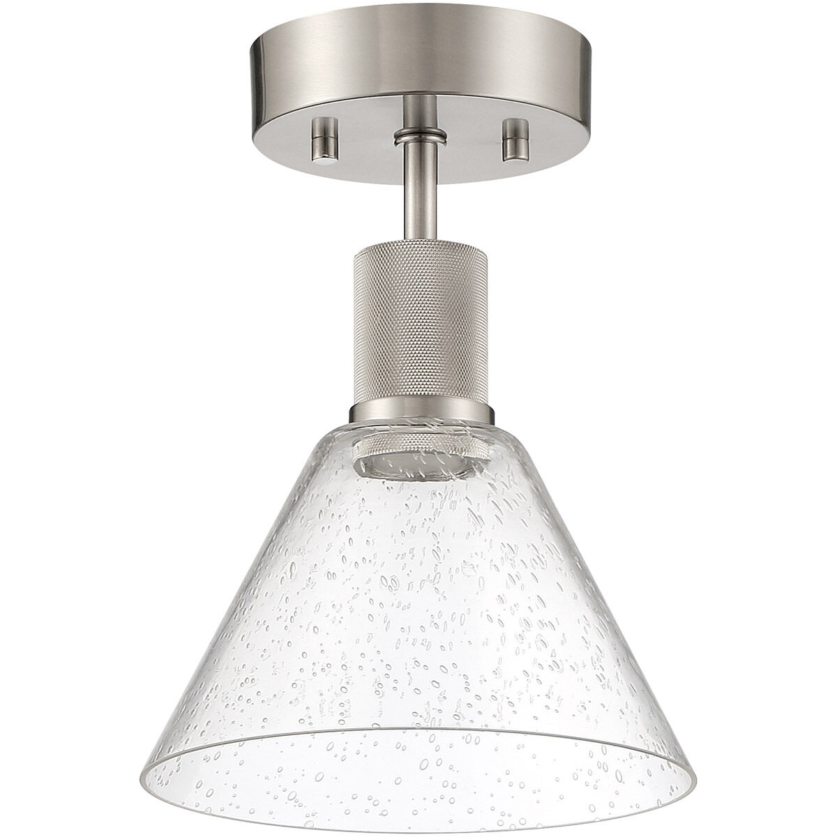 Port Nine LED 8 inch Brushed Steel Semi-Flush Ceiling Light in Seeded