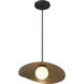 Yates LED 14 inch Black and Antique Brushed Brass and Opal Pendant Ceiling Light