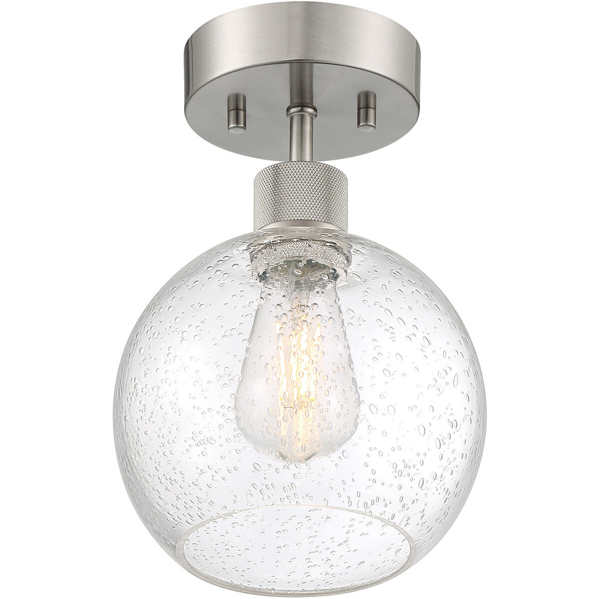 Port Nine LED 8 inch Brushed Steel Semi-Flush Ceiling Light