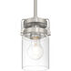 Shelby LED 4.5 inch Brushed Steel and Clear Pendant Ceiling Light