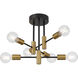 Sean 6 Light 16.25 inch Black and Antique Brushed Brass Semi Flush Ceiling Light