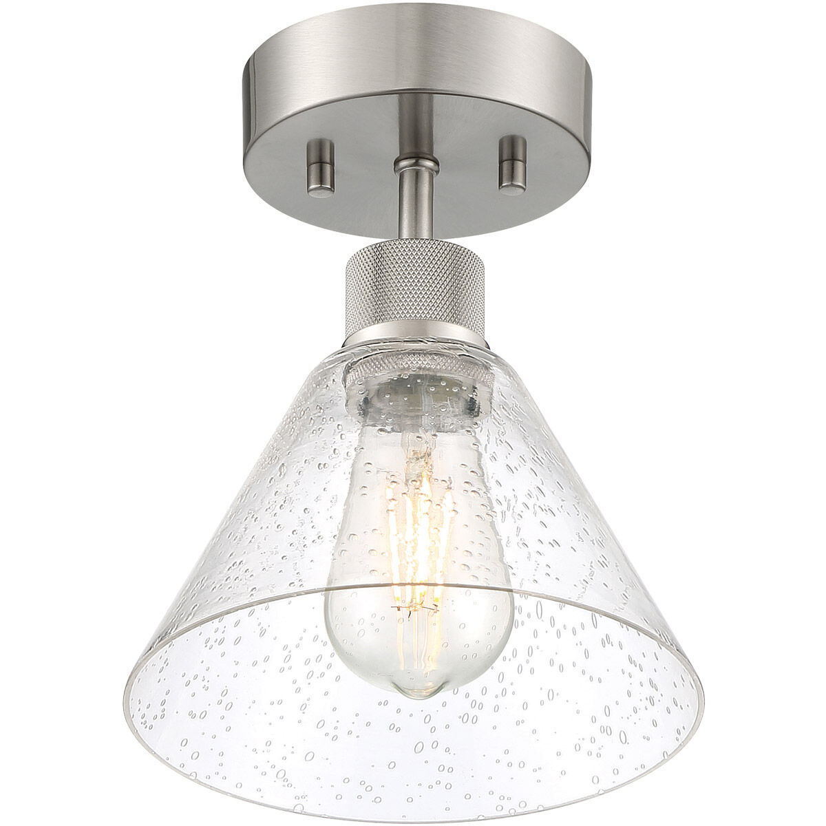 Port Nine LED 8 inch Brushed Steel Semi-Flush Ceiling Light