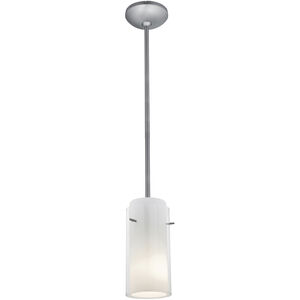 Glassn Glass Cylinder LED 5 inch Brushed Steel Pendant Ceiling Light in Clear and Opal