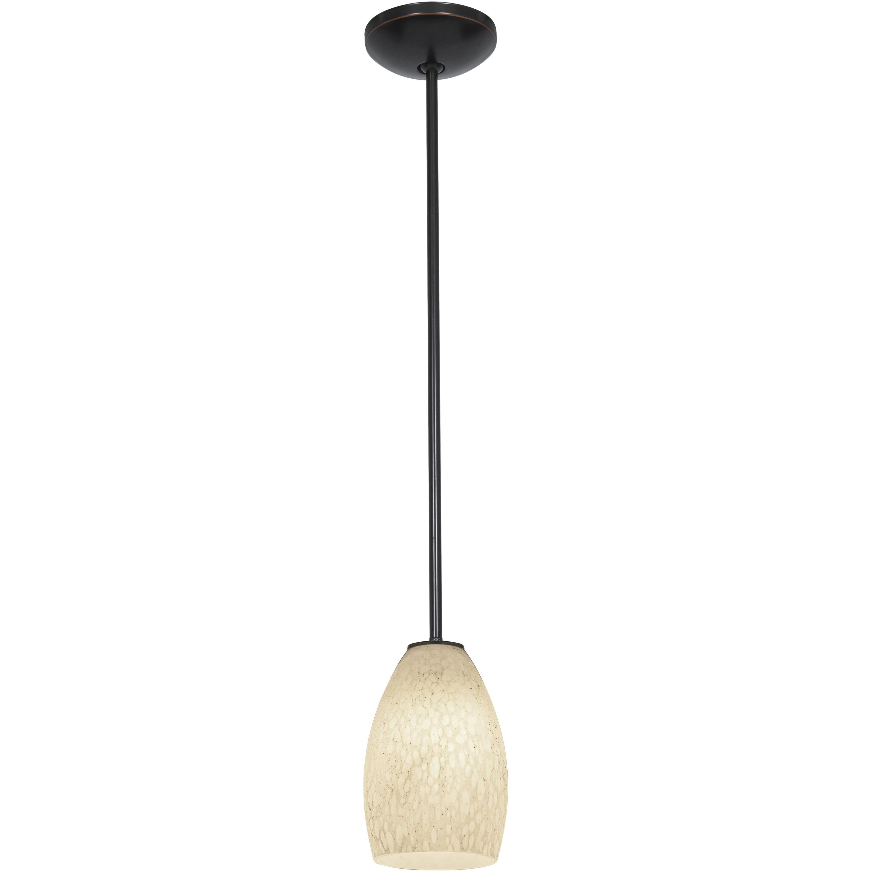 Champagne LED 5 inch Oil Rubbed Bronze Pendant Ceiling Light in White Stone