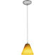 Martini 1 Light 7.25 inch Brushed Steel Pendant Ceiling Light in Amber