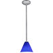 Martini 1 Light 7 inch Brushed Steel Pendant Ceiling Light in Cobalt