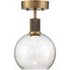 Port Nine LED 8 inch Antique Brushed Brass Semi-Flush Ceiling Light in Seeded