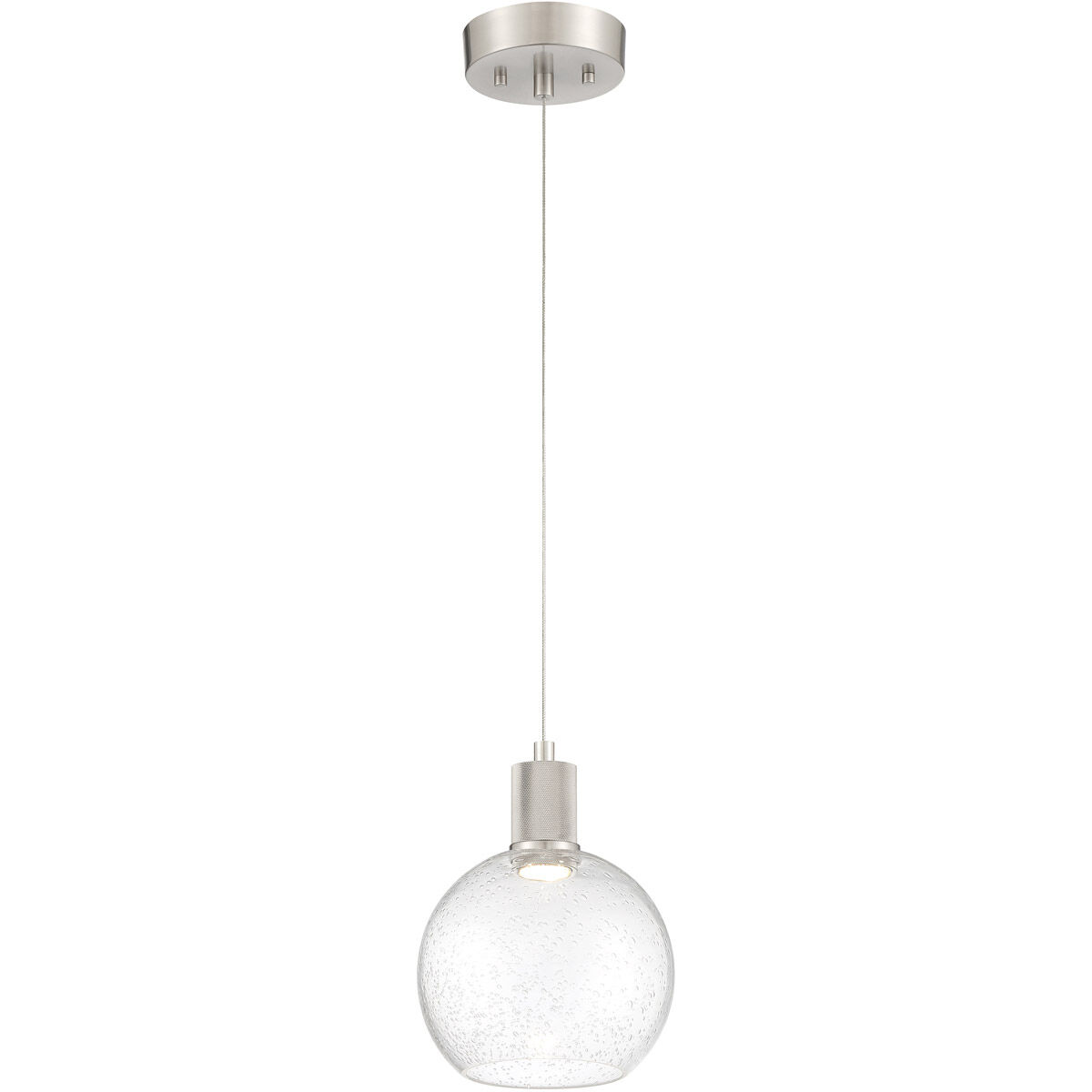 Port Nine LED 7.5 inch Brushed Steel Pendant Ceiling Light in Seeded