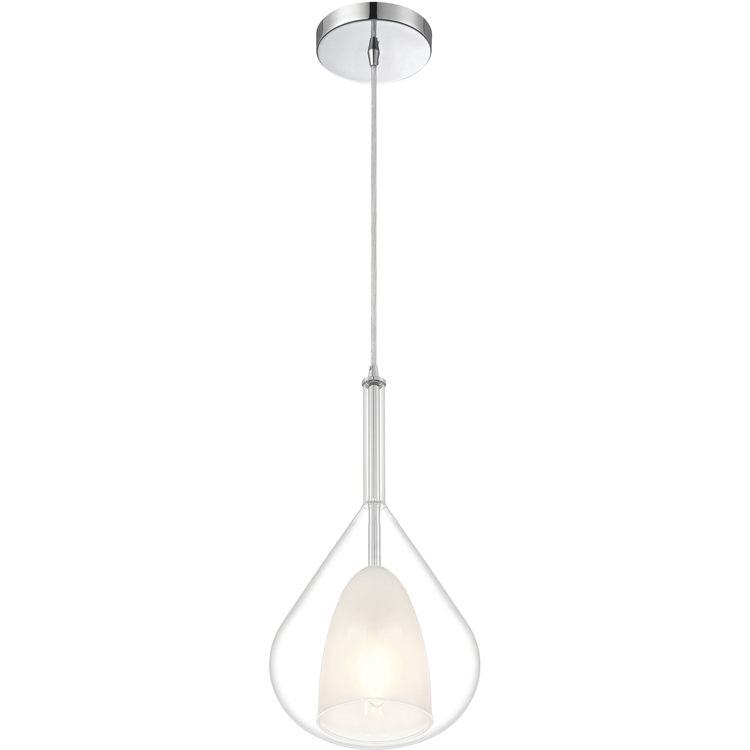 Ray LED 7.75 inch Chrome and Clear and Frosted White Pendant Ceiling Light